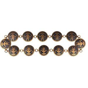 Handcrafted Copper Black Warrior Pattern Link Belt Unique Design